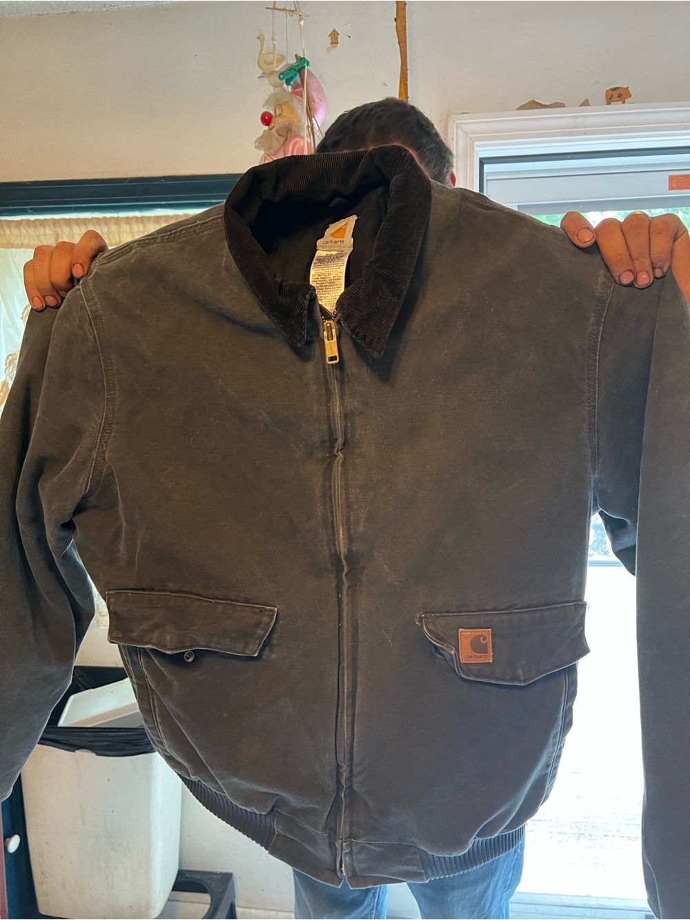 Carhartt Men's Dark Brown Corduroy-Collar Bomber Jacket